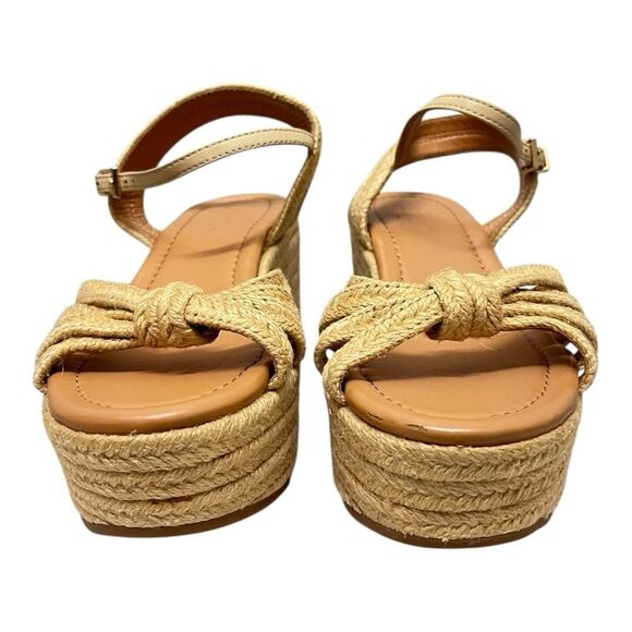 J. Crew | Strappy Raffia Espadrilles Platform Wedges Sandals Size 6.5 Shoes - Picture 5 of 11